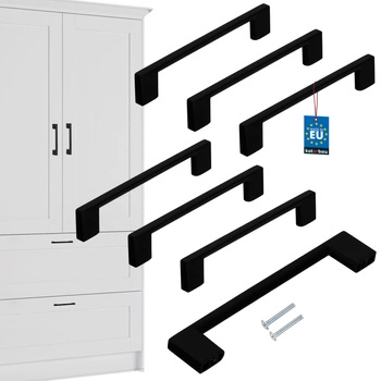 Uchwyt meblowy kuchenny klasyk nowoczesny czarny mat 128 mm zestaw 6 szt.