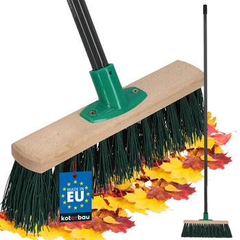 Szczotka miotła drewniana nylon 30 cm + kij trzonek metalowy
