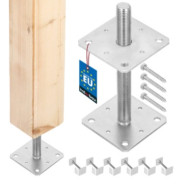 Podstawa słupa wkręcana regulowana pręt m24 110x110x250 mm zestaw 6 szt.
