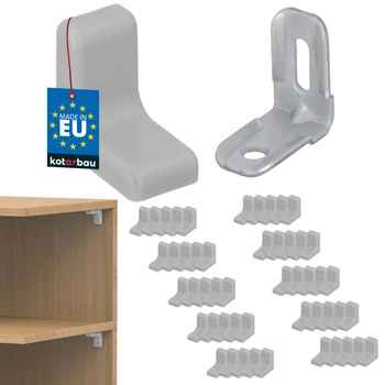 Komandorek kątownik meblowy z zaślepką jasny popiel zestaw 50 szt.