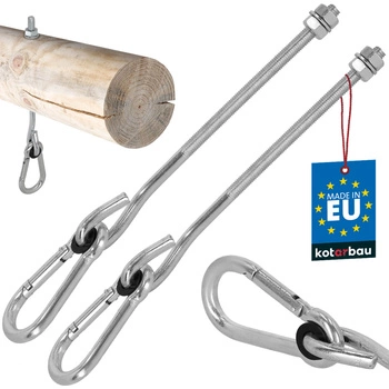 Hak huśtawkowy z karabińczykiem śrubowy do drewna m10 230 mm zestaw 2 szt.