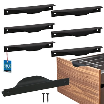 Uchwyt meblowy krawędziowy nowoczesny aluminium czarny mat 128 mm zestaw 6 szt.