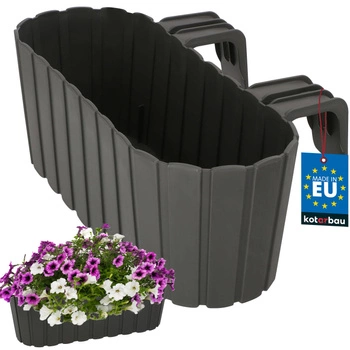 Doniczka balkonowa z uchwytami plastikowa szara 40x15x15 cm