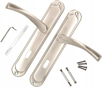 Klamka drzwiowa drzwi satyna okrągła klucz 72 mm