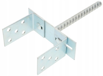 Podstawa słupa z prętem 0-200 u kotwa do muru wmurowania - Kolor srebrny