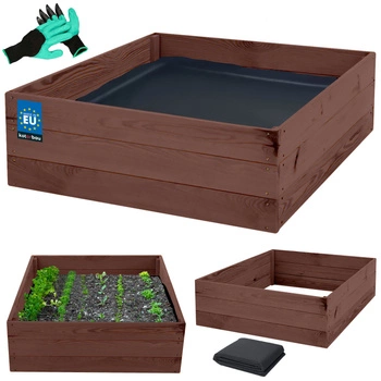 Warzywniak skrzynka drewniana na warzywa zioła brązowa 120x120x27 cm