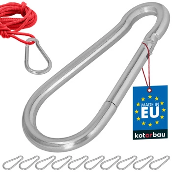 Karabińczyk strażacki do huśtawki liny hamaka metalowy 200 mm zestaw 10 szt.
