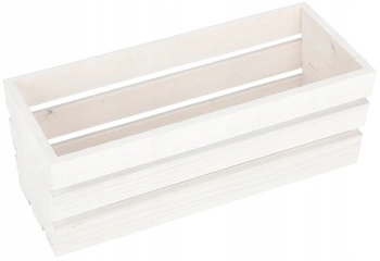 Skrzynka drewniana balkonowa na kwiaty zioła biała 40 cm