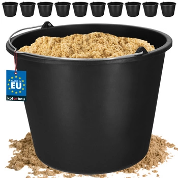 Wiadro budowlane gospodarcze na zaprawę plastikowe czarne 16 l zestaw 10 szt.