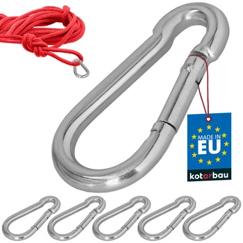 Karabińczyk strażacki do huśtawki liny hamaka metalowy 80 mm zestaw 5 szt.