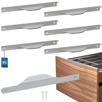 Uchwyt meblowy krawędziowy nowoczesny aluminium srebrny 192 mm zestaw 6 szt.