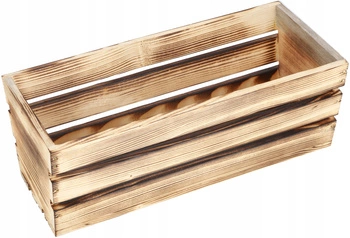 Skrzynka drewniana balkonowa na kwiaty zioła opalana 40 cm