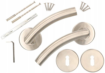 Zestaw klamka drzwiowa 130mm inox szyld na klucz