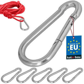 Karabińczyk strażacki do huśtawki liny hamaka metalowy 140 mm zestaw 5 szt.
