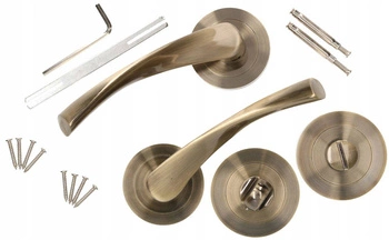 Zestaw klamka drzwiowa 130mm patyna z szyldem wc