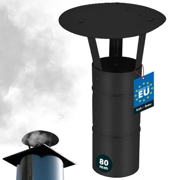 Daszek dymny do rury kominowej ocynkowany czarny 80 mm