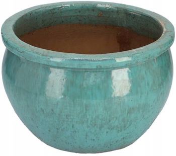 Doniczka fi34 osłonka donica ceramiczna szkliwiona - Kolor turkusowy