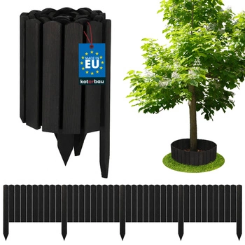 Płotek ogrodowy palisada obrzeże drewniany wbijany antracyt 200x30 cm