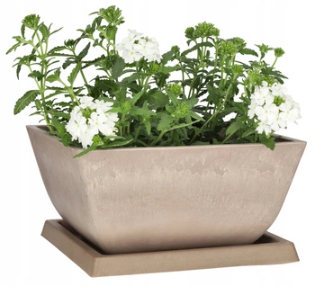 Doniczka donica osłonka kompozytowa z podstawką 127 mm beżowa