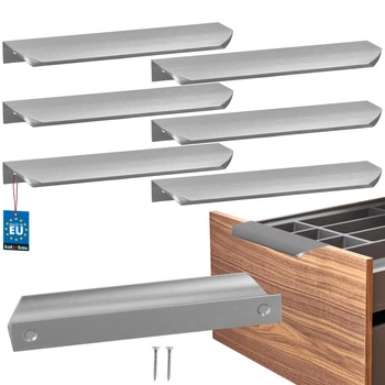 Uchwyt meblowy aluminium srebrny 160/180 mm zestaw 6 szt