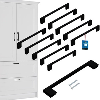 Uchwyt meblowy kuchenny klasyk nowoczesny czarny mat 160 mm zestaw 10 szt.