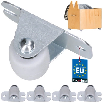 Kółko meblowe stałe gumowe jezdne do mebli szafek białe 22 mm zestaw 4 szt.