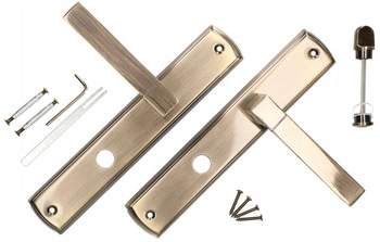 Klamka drzwiowa patyna 72mm długi szyld wc zestaw