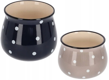Zestaw doniczka donica osłonka ceramiczna w grochy - 2 szt.