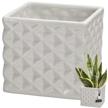 Doniczka ceramiczna kwadratowa Piano biała 14x14 cm