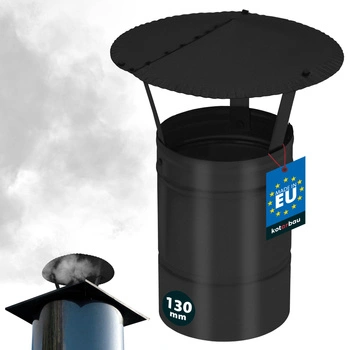 Daszek dymny do rury kominowej ocynkowany czarny 130 mm