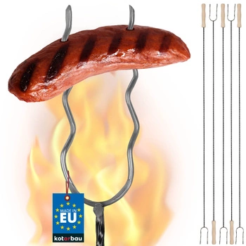 Kijek na kiełbasę dwuzębny falowany widełki ogniskowe 130 cm zestaw 5 szt.