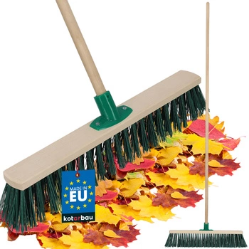 Szczotka miotła drewniana nylon 50 cm + kij trzonek drewniany