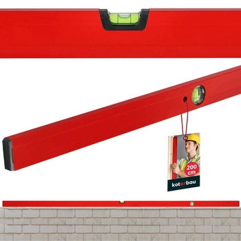 Poziomica aluminiowa budowlana waserwaga czerwona 200 cm