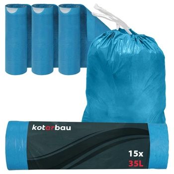 Worki na śmieci odpady z tasiemką uniwersalne 35 l zestaw 3 szt.