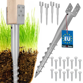 Podstawa słupa kotwa u wkręcana do ziemi stalowa 70x700 mm zestaw 4 szt.