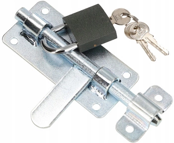 Zasuwa garażowa rygiel 150 mm do bramy furtki z kłódką