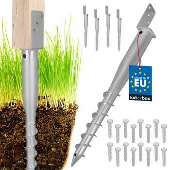 Podstawa słupa kotwa l wkręcana do ziemi stalowa Lx735 mm zestaw 4 szt.