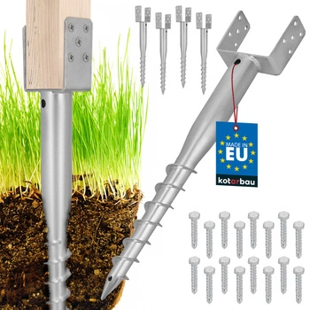 Podstawa słupa kotwa u wkręcana do ziemi stalowa 140x720 mm zestaw 4 szt.