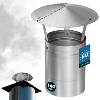Daszek dymny do rury kominowej ocynkowany srebrny 140 mm