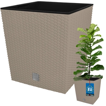 Doniczka ogrodowa rattan z wkładem mocca 32x32 cm