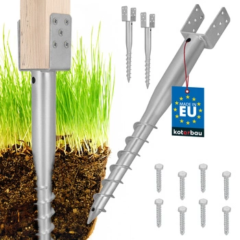 Podstawa słupa kotwa u wkręcana do ziemi stalowa 80x710 mm zestaw 2 szt.