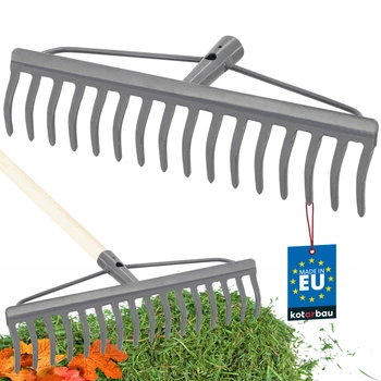 Grabie ogrodowe wzmocnione 16-zębne grabki metalowe - Kolor szary