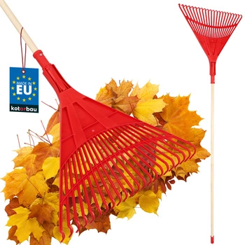 Grabie wachlarzowe do liści 50 cm + trzon drewniany 1,5 m