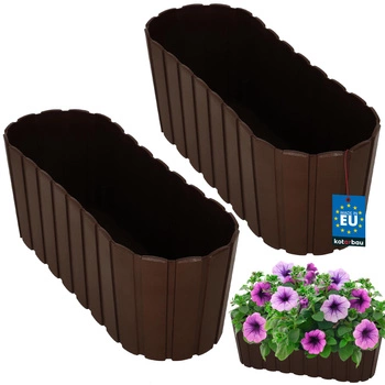 Doniczka podłużna na kwiaty brązowa 40cm zestaw 2 szt