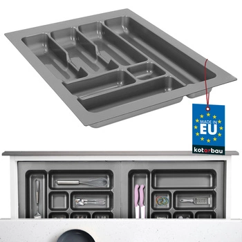 Organizer na sztućce wkład do szuflady kuchennej szary 49x38 cm