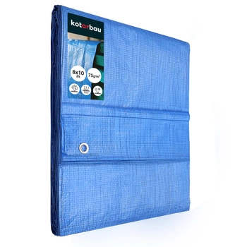 Plandeka ochronna mocna gruba uniwersalna niebieska 75 g/m2 8x10 m