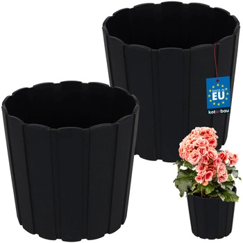 Doniczka plastikowa na kwiaty antracyt 17cm zestaw 2 szt