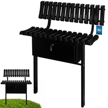 Ławka cmentarna przygrobowa z oparciem schowkiem na cmentarz czarna 75 cm