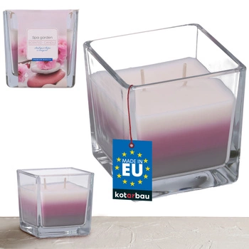 Świeca świeczka trójkolorowa zapachowa w szkle 32 h - ogród spa