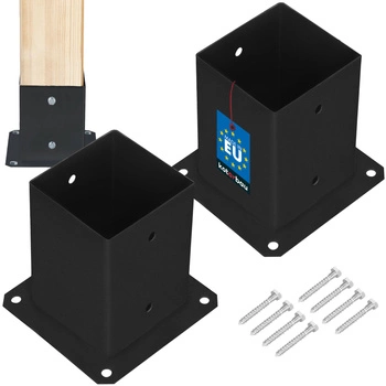 Podstawa słupa przykręcana do betonu czarna 100x100mm zestaw 2 szt.